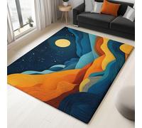 Tapis Salon Abstrait Terre Étoiles - Moquette À Poils Ras Tapis De Chambre Doux, Antidérapant, Pelucheux, Shaggy Intérieur Chambre d'enfant pour La Décoration De La Maison 160 X 230 Cm Bleu