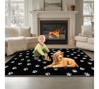 Tapis Salon Animaux Motif Petites Empreintes De Pattes 60 x 90 cm Tapis Intérieur Extérieur Dessous antidérapant Moquette Nettoyage FacileNoir, Moquette pour Salon Chambre Salle à Mange