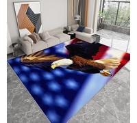 Tapis Salon Animaux Pygargue À Tête Blanche Lavable Pile Courte et Douce, Rectangulaire Tapis Chambre Intérieur Extérieur Dessous antidérapant 160x230 cm, Bleu