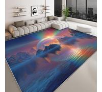Tapis Salon Antidérapant Imprimé Paysage Naturel, Tapis Chambre d'enfants Lavable 60 x 90 cm - Coureur Chambre Antarctique Glacier Arc en Ciel Coucher pour Salle à Manger Bureau Coureur Salle à Manger