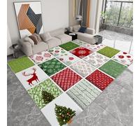 Tapis Salon Antidérapant Imprimé Style Rétro, Tapis Chambre d'enfants Lavable 120 x 170 cm - Coureur Chambre Élan Flocons Neige Chevrons Géométrique pour Salle à Manger Bureau Coureur Salle à Manger