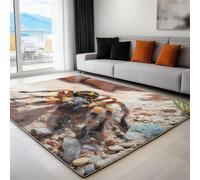 Tapis Salon Araignée-Loup Noire du Désert Lavable Pile Courte et Douce, Rectangulaire Tapis Chambre Intérieur Extérieur Dessous antidérapant 160x230 cm, Terreux