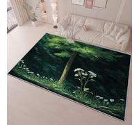 Tapis Salon Arbre Minimaliste Feuilles Vertes Doux Interieur Décor, Tapis Courts Poils Antidérapant Vert pour Chambre Couloirs ExtRieur, 160 x 230 cm