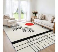 Tapis Salon Bambou Zen Oriental 60x90cm, Lavable en Machine | Minimaliste Japonais, Doux, Antidérapant, Poil Ras, pour Chambre Adulte, Descente de Lit, Couloir, Bureau, Salle à Manger