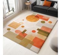 Tapis Salon Bohème Formes Géométriques - Tapis Antidérapant Durable Et Non-Fussel Beige, Moquette Polyester, Moquette Chambrepour Couloir Patio Cuisine Porche 160 X 230 Cm