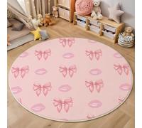 Tapis Salon Carpette Rond Anti-Glissant Carpette, Mignon Lèvres Arc Rose Clair Salon Anti Slip Tapis de Sol Grand pour Couloir, Chambre, Cuisine, Salon, 100cm