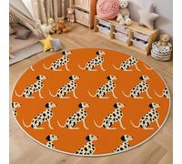 Tapis Salon Carpette Rond Anti-Glissant Carpette, Simple Mignon Chien Dalmatien Orange Salon Anti Slip Tapis de Sol Grand pour Couloir, Chambre, Cuisine, Salon, 160cm