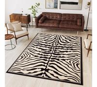 Tapis Salon Chambre à coucher Design moderne Afrique Motif animalier Zèbre Noir Crème Salle des jeunes Salle à manger OEKOTEX 100 x 200 cm