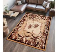 Tapis Salon Chambre à coucher Design moderne Fleurs Automne Feuilles Chiné Beige Marron Oekotex 80 x 150 cm