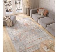 Tapis Salon Chambre à coucher Modernes Design Abstrait Gris Bleu Orange Multicolore Lignes Chinées 80 x 150 cm