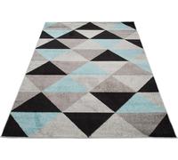 Tapis Salon Chambre à coucher Modernes Design Géométrique Figures Triangle Gris Bleu Ciel Noir Chambre Jeunes OEKOTEX 180 x 260 cm