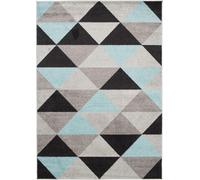 Tapis Salon Chambre à coucher Modernes Design Géométrique Figures Triangle Gris Bleu Ciel Noir Chambre Jeunes OEKOTEX 240 x 330 cm