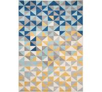 Tapis Salon Chambre à coucher Modernes Design Géométrique Figures Triangle Gris Crème Bleu Jaune Chambre Jeunes OEKOTEX 80 x 150 cm