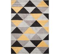Tapis Salon Chambre à coucher Modernes Design Géométrique Figures Triangle Gris Jaune Noir Chambre Jeunes OEKOTEX 160 x 220 cm