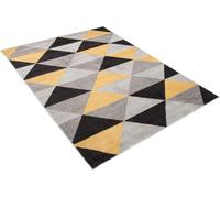 Tapis Salon Chambre à coucher Modernes Design Géométrique Figures Triangle Gris Jaune Noir Chambre Jeunes OEKOTEX 80 x 150 cm