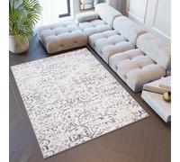 Tapis Salon Chambre à coucher Modernes Design Gris Beige Chiné Estompé Motif Fleurs Vintage Oekotex 140 x 200 cm