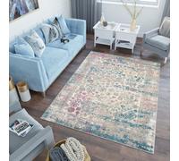 Tapis Salon Chambre à coucher Modernes Design Gris Bleu Crème Orange Rose Classique Estompé Oriental Ornement Floral OEKOTEX 240 x 330 cm