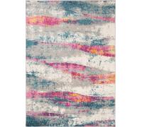 Tapis Salon Chambre à coucher Modernes Design Gris Bleu Crème Orange Rose Estompé Mélangé Vagues Oekotex 240 x 330 cm