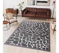 Tapis Salon Chambre à coucher Modernes Design Gris Crème Chiné Afrique Girafe Motif animalier Designer Oekotex 130 x 190 cm