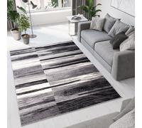 Tapis Salon Chambre à coucher Modernes Design Gris Crème Noir Rayures Carreaux Chiné Cuisine Salle à manger OEKOTEX 160 x 230 cm