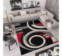 Tapis Salon Chambre à coucher Modernes Design Noir Rouge Gris Chiné Oekotex 300 x 400 cm