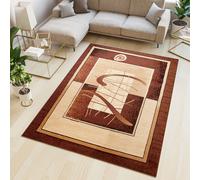 Tapis Salon Chambre à coucher Modernes Design Rayures Bordures Chiné Marron Beige Crème Chambre d'amis OEKOTEX 80 x 150 cm