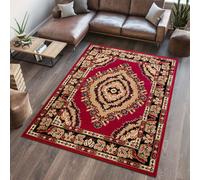 Tapis Salon Chambre à coucher Tapis à poils courts Design classique Ornement Médaillon Rouge Beige Motif floral Salle à manger OEKOTEX 80 x 150 cm