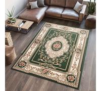 Tapis Salon Chambre à coucher Tapis classique Design Oriental Ornement Médaillon Fleurs Floral Vert Crème Oekotex 250 x 300 cm