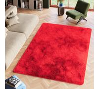 Tapis Salon Chambre à coucher Unicolore Design moderne Shaggy Tapis à poils longs Rouge Doux Chambre d'enfants OEKOTEX 160 x 230 cm