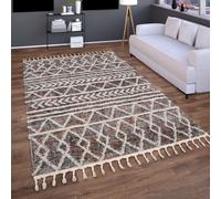 Tapis Salon Chambre Adulte Poil Long Shaggy Moderne Boho Scandinave Franges