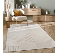 Tapis Salon Chambre Adulte Poil Long Shaggy Uni 3D Moelleux Moderne Crème Beige