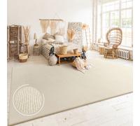 Paco Home Tapis Salon Chambre Adulte Poils Ras Boho Motif Scandinave Uni, Dimension:120x160 cm, Couleur:Beige