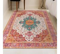 Tapis Salon Chambre Deco Chambre Ado Fille Garcon Aesthetic Maison, Motifs Floraux Vintage Rouge Orange Sarcelle, Multicolore, 155 x 155 cm