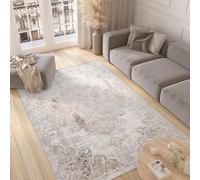 Tapis Salon Chambre Modernes Design Blanc Gris Vintage Fleurs Effet usé Chiné 300 x 400 cm