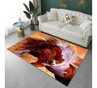 Tapis Salon Cheval Animal Tapis Chambre Enfant 3D Imprimé Flanelle Tapis Moquette Décoratif De Style Moderne pour Salon Chambre À Coucher 50 X 80 Cm - avec Support en Caoutchouc -5I2X4E6V1F