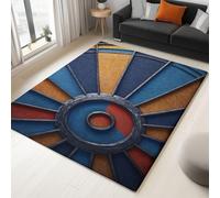 Tapis Salon Cible De Fléchettes Abstraite De Glace Et De Feu, Dimension 180 X 240 Cm, Bleu Foncé, Tapis Anti Moelleux Chambre, Interieur Et Extérieur - Absorbant, Facile À Nettoyer, Lavable En Machine