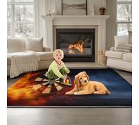 Tapis Salon Cible De Fléchettes Sportives en Forme De Flamme 140 x 200 cm Tapis Intérieur Extérieur Dessous antidérapant Moquette Nettoyage FacileGris-Bleu, Moquette pour Salon Chambre Salle à Mange