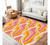 Tapis Salon Coloré Zebre 100x100 Carré Lavable Motif Rétro 70s Style Groovy Art Pop Tapis Deco Chambre Fille Ado Adulte Interieur Moquette Chambre Descente De Lit Carpet Antidérapant Poil Court, HY500