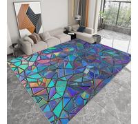 Tapis Salon Couleurs Arc en Ciel Mosaïque Géométrique Modèle 80 x 150 cm Lavable en Machine Super Doux et Antidérapant Tapis Décoratif Salon Doux Poil Court pour Chambre Adulte, Salle à Manger