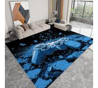 Tapis Salon Crack De Jeu Géométrique 80 x 150 cm - Tapis Bleu-Noir Lavable en Machine Grande Chambre Résistante Antidérapant pour Salon et Salle à Manger
