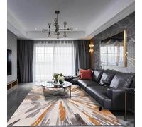 Tapis Salon Décoration intérieure,Orange,160 x 220 cm,Design Moderne à Motif à Rayures éclatantes Gris Orange,Tapis à Poils Courts Moderne Chambre à Coucher,