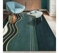 Tapis Salon Décoration,Motif géométrique Moderne à Rayures Jaunes, Vert Arbre, 160 x 180 cm,Dressing Chambre Adulte Tapis Lavable, Dessous antidérapant,