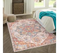 Tapis Salon Décoration,Motif Traditionnel Oriental Shabby Chic Multicolore, crème, 120 x 150 cm,Tapis Moderne Poils Courts Lavable Intérieur Extérieur,