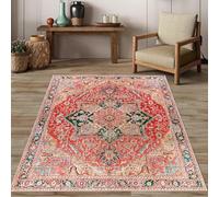 Tapis Salon Décoration,Motif Traditionnel Oriental Shabby Chic Rouge et Jaune, Vert foncé, 160 x 230 cm,Tapis pour Décoratif Salle de séjour Chambre Moquette,
