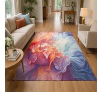 Tapis Salon Décoration,Motifs imprimés Modernes, Couleurs Orange, Bleu, Violet, Blanc, 80 x 120 cm,Tapis Poil Ras Rug pour Decoration Commode Chambre Adulte,