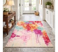 Tapis Salon Décoration,Rose, Violet, Orange, Bleu, Multicolore, 80 x 120 cm,Tapis Poil Ras Rug pour Decoration Commode Chambre Adulte,