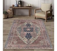 Tapis Salon Décoration,Tapis décoratif Traditionnel Vintage Style Shabby Chic, Marron, 120 x 150 cm,Tapis Moderne Poils Courts Lavable Intérieur Extérieur,