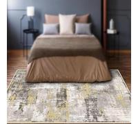 Tapis Salon Décoration,Tapisserie Murale Grise Abstraite Moderne, Effet Vieilli, Moutarde, 120 x 150 cm,Tapis Moderne Poils Courts Lavable Intérieur Extérieur,
