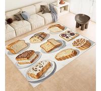 Tapis Salon Desserts 100x150 cm Cachemire Tapis Chambre Nourriture Pain 3D Imprimé Antidérapant Lavable Nettoyage Facile à la Machine ou à la Main pour Entrée Studio Côté Lit ou Décoration Murale