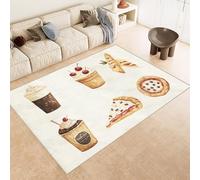 Tapis Salon Desserts 80x120 cm Cachemire Tapis Chambre Nourriture Café 3D Imprimé Antidérapant Lavable Nettoyage Facile à la Machine ou à la Main pour Entrée Studio Côté Lit ou Décoration Murale